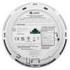 back view of kidde mains powered carbon monoxide alarm battery backup showing labels and instructions on the unit