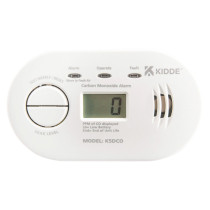 Front view of Kek5Dco Kidde K5Dco Digital Carbon Monoxide Alarm showing display and control button