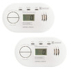 Image showing two Kek5Dco Kidde K5Dco Digital Carbon Monoxide Alarms with digital displays and test buttons