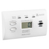 angled view of a Kidde co digital alarm with buttons and display visible on a white background