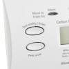 Closeup of buttons labelled Test weekly Reset and Peak Level on kidde co digital alarm