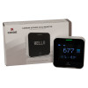 kidde mains carbon dioxide air quality monitor showing digital display turned on next to its box