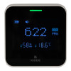 Front view of mains powered carbon dioxide monitor showing digital display with CO2 level humidity and temperature readings