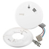 kidde firex mains powered optical smoke alarm with alkaline battery backup shown with backing plate on white background