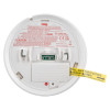 Back view of the Kidde Firex mains powered heat alarm alkaline battery backup showing labels and battery compartment