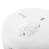 Closeup of Kidde Firex mains powered heat alarm with self charging lithium battery backup showing sensor and test button