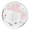 Back view of Kekf31 Kidde Firex Kf31 mains heat alarm showing battery compartment and warning labels