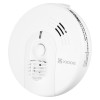 White Kekf31R Kidde Firex Kf31R mains heat alarm with lithium backup shown angled to the left
