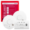 A battery powered kit, consisting of 2 Kidde smoke alarms, 1 Kidde CO alarm and a Fire Blanket