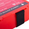 kidde 1m fire blanket close up of black fabric tab on red plastic container
