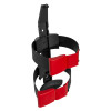 kidde 2kg powder extinguisher bracket shown at an angle with black frame and red clips