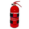 kidde 2kg powder extinguisher shown from front with bracket attached around the middle