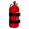 Side view of kidde 2kg powder extinguisher secured in a black metal bracket