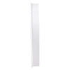 A side profile of a white circular alarm mounting base showing its shallow depth and smooth outer edge.