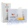 lifevac home kit showing the device with three clear masks and the packaging box in the background