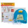 Lifevac wall mounted kit front view showing the blue case, instruction leaflet and clear plastic components