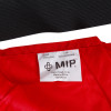 Label on a mip emergency evacuation sheet showing brand, website, material, and country of manufacture