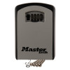 master lock 5403 key safe front in grey with black edges and combination lock dial shown with screws and fixings