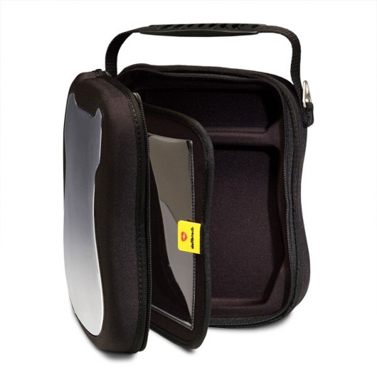 the defibtech lifeline view soft carry case in black with a zip fastening