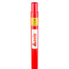 Top section of a bright red solo 108 telescopic access pole with caution label and logo visible