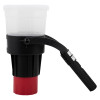 Side view of a solo 330 smoke dispenser showing the transparent container and black handle with red base
