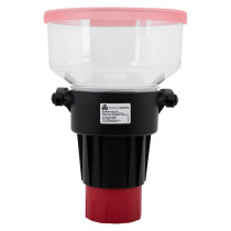 solo 332 large smoke dispenser shown from the front with a transparent top, black middle and red base