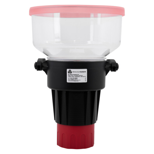 solo 332 large smoke dispenser shown from the front with a transparent top, black middle and red base
