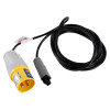 Part of the solo 423 mains powered heat detector tester showing a coiled black cord with connectors at each end