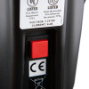 Red square button on the solo 461 cordless heat detector tester kit against a black background