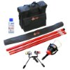 Contents of the solo 812 a10 smoke detector test and removal kit including a bag, poles, spray bottle, and other tools