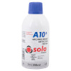 Front view of solo a10s smoke detector tester bottle with label and blue cap visible
