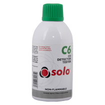 front view of solo c6 handheld carbon monoxide detector tester container with green cap and product label