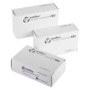 Three white boxes of testifire replacement smoke capsules with product text visible on the packaging