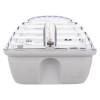 Side view of the arc ar led emergency lighting bulkhead slave unit showing clear domed top and white base