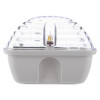 Front view of led emergency lighting bulkhead slave unit arc ar showing clear ribbed cover and white base with central bulb visible