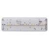 Front view of a led emergency lighting bulkhead slave unit arc ar showing the rectangular transparent casing and internal components