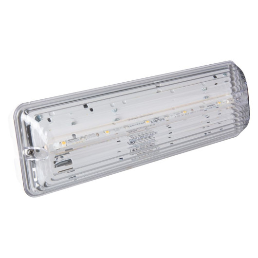 Obarlsl50 Arc Led Slave Bulkhead 50V Angled with clear ribbed cover and visible internal LED strip