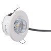 led recessed emergency downlight self test dyode angled view showing front and side details with attached cable