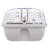 eden emergency lighting bulkhead slave unit shown from the front side with clear cover and white base