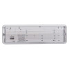 eden emergency lighting bulkhead slave unit shown from the front with a clear ribbed cover and white frame