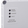 Close up of status indicator lights labelled mains power charge and fault on economy ip65 led emergency twin spots self test ets