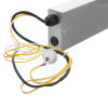 Connector with yellow, white, and black wires attached to a metal casing for the round recessed emergency downlight meled