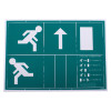 Front view of eden bulkhead self adhesive legend kit showing pictogram symbols including running figure and arrow on green background