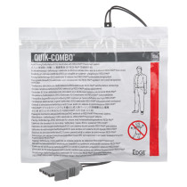 Physio Control Lifepak 1000 500 Edge system defibrillator pads preconnect showing the front of the packaging with text and a figure