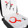 Closeup of Pccr2Sawfb Physio Control Lifepak Cr2 Semi Automatic Defibrillator Wifi Carry Bag showing device and instruction panel