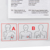 Closeup of lifepak 1000 edge system electrodes packaging showing diagrams for placement on a human body