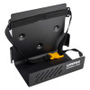 Angled view of physio control lifepak 1000 defibrillator wall bracket with black strap and yellow clip