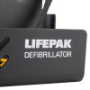 Close-up detail of physiocontrol lifepak 1000 defibrillator wall bracket showing the embossed lifepak text