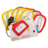 physio control lifepak crt adult training electrodes 5 pair showing packs of training electrode pads and a red plastic frame
