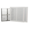 white fire rated air transfer grille 1300 kit showing white front panels and metal component pieces